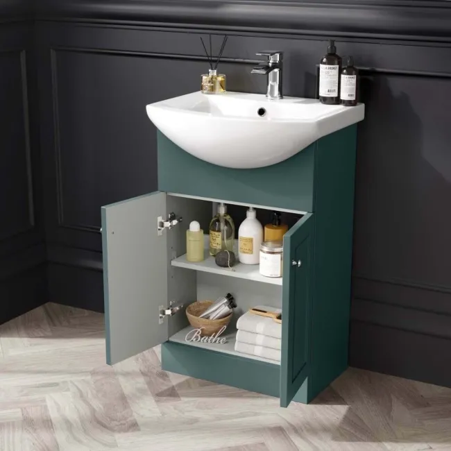 Capri Mystic Green Combination Vanity Basin and Houston Toilet 1050mm - Chrome Handles