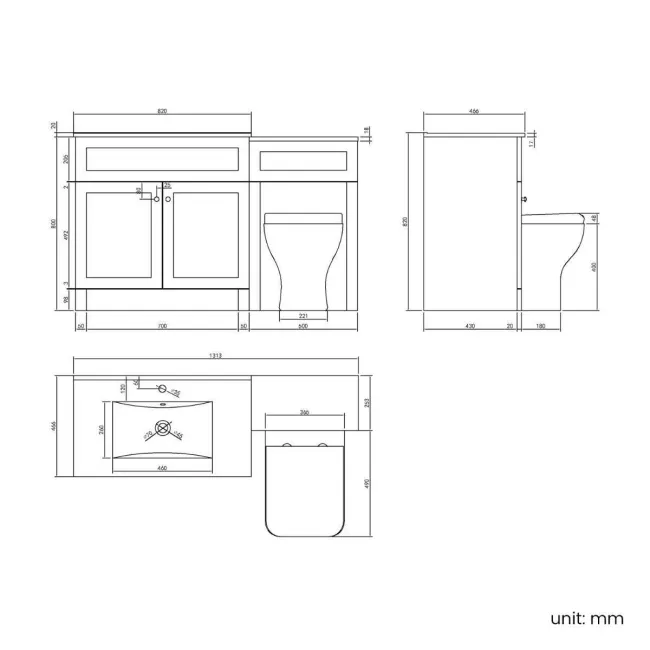 Milos Navy Blue Combination Vanity Basin and Houston Toilet 1300mm - Chrome Handles