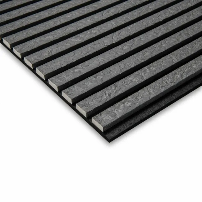 Trepanel Design® Grey Slate Effect Slat on Black Felt Wall Panels