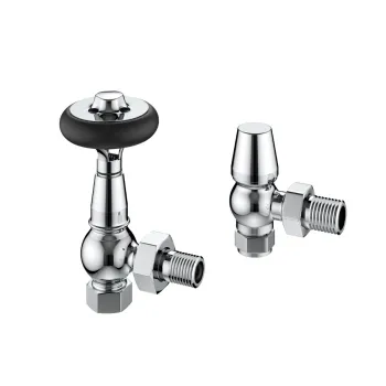 Chrome Angled Traditional Manual Radiator Valves (Pair) Standard 15mm