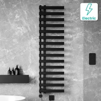 Palermo Electric Matt Black Designer Heated Towel Rail 1600x450mm