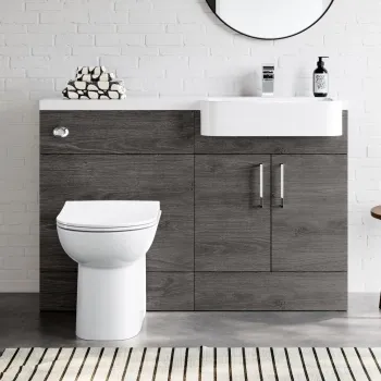 Harper Charcoal Elm Combination Vanity Basin and Aruba Toilet 1200mm - Right Handed