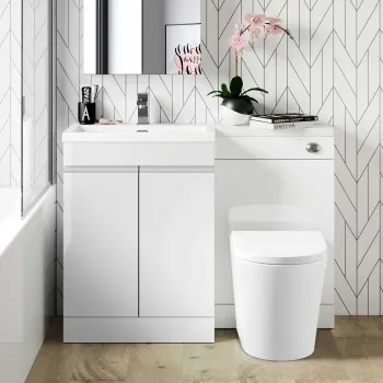 Trent Gloss White Combination Vanity Basin and Boston Toilet 1100mm - Left Handed
