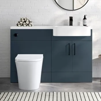 Harper Navy Blue Combination Vanity Basin and Tucson Toilet 1200mm - Black Accents - Right Handed