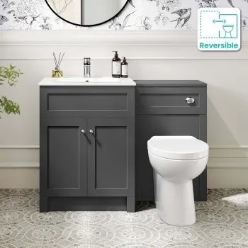 Milos Slate Grey Combination Vanity Basin and Austin Toilet 1100mm - Chrome Handles