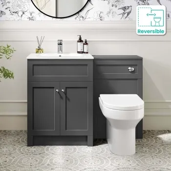 Milos Slate Grey Combination Vanity Basin and Denver Toilet 1100mm - Chrome Handles