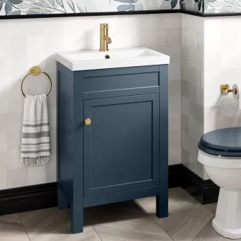 Bermuda Inky Blue Basin Vanity 500mm - Brushed Brass Accents