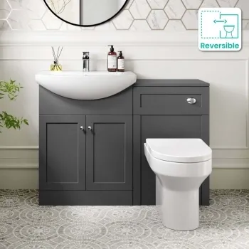 Capri Slate Grey Combination Vanity Basin and Denver Toilet 1150mm - Chrome Handles