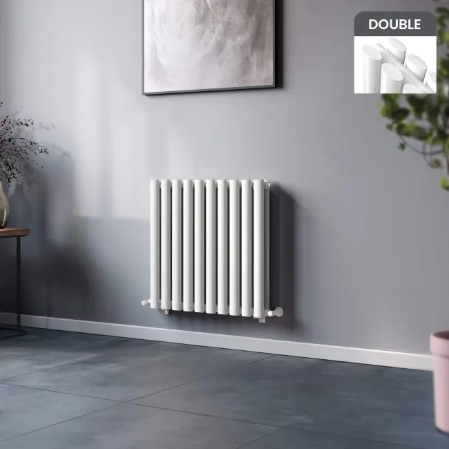 Marbella White Double Oval Panel Radiator 600x600mm