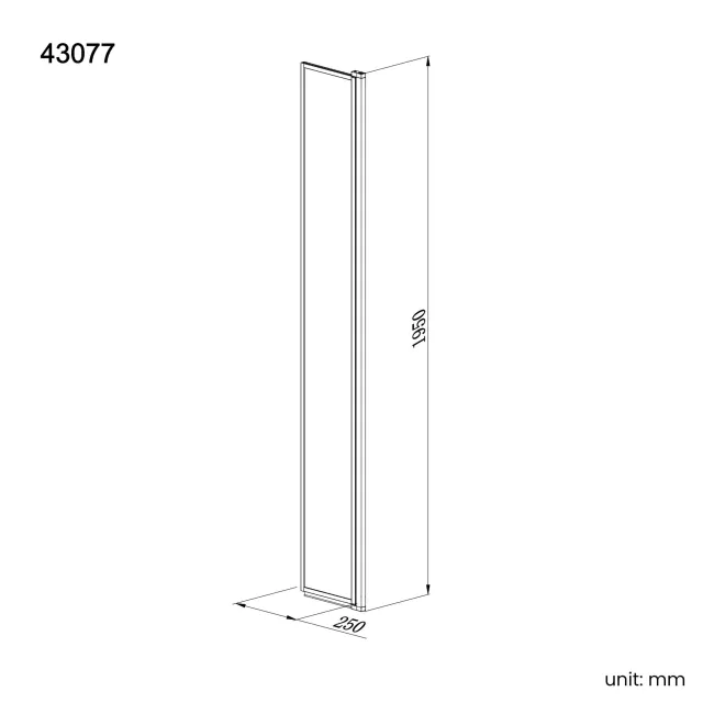 Munich Fluted Effect Brushed Brass Easy Clean 8mm Pivotal Wet Room Shower Glass Return Panel 250mm