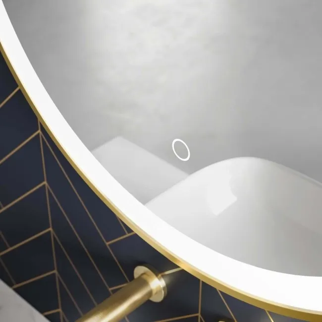 Mollie Brushed Brass Round Illuminated LED Mirror 800mm