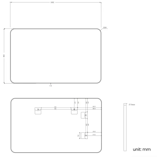 Essence Black Framed Rectangular Bathroom Mirror 600x1000mm