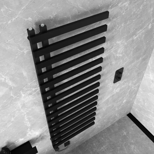 Palermo Electric Matt Black Designer Heated Towel Rail 1600x600mm