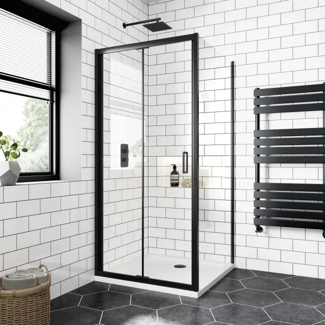 London Matt Black 6mm Bifold Shower Enclosure 900x900mm