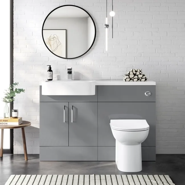 Harper Stone Grey Combination Vanity Basin and Aruba Toilet 1200mm - Left Handed
