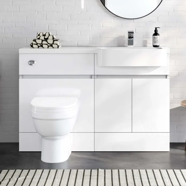 Foster Gloss White Combination Vanity Basin and Seattle Toilet 1200mm - Right Handed