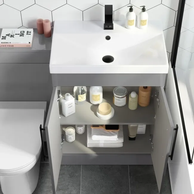 Avon Stone Grey Combination Vanity Basin and Aruba Toilet 1100mm - Black Accents