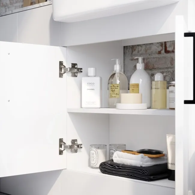 Harper Gloss White Combination Vanity Basin with Marble Top 1500mm - Black Accents