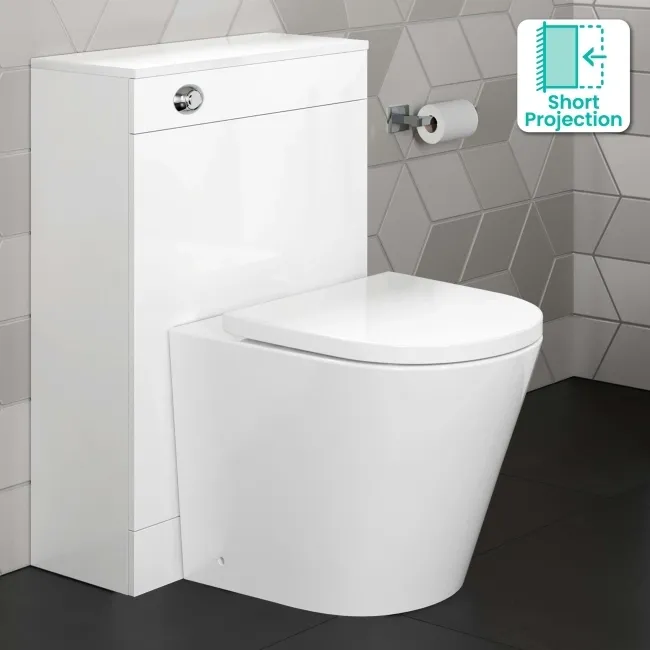 Avon & Trent Gloss White Slimline Back To Wall Unit and Boston Toilet