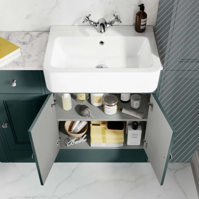 Monaco Midnight Green Combination Vanity Basin with Marble Top and Seattle Toilet 1500mm