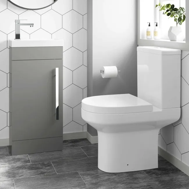 Avon Stone Grey Cloakroom Floor Standing Basin Vanity 400mm and Toilet Set