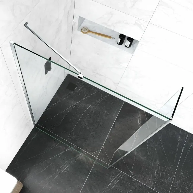 Copenhagen Easy Clean 8mm Wet Room Shower Glass 1100mm & 250mm Return Panel