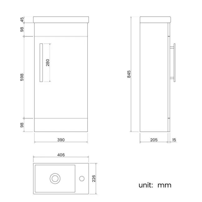 Avon Gloss White Cloakroom Floor Standing Basin Vanity 400mm