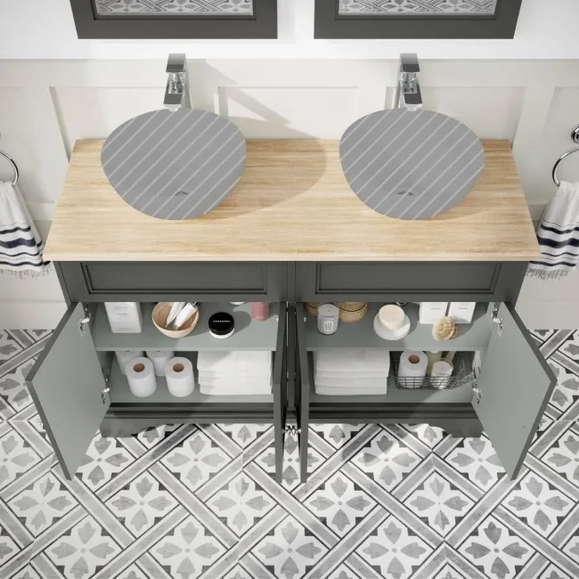 Lucia Graphite Grey Cabinet with Oak Effect Top 1200mm - Excludes Counter Top Basins