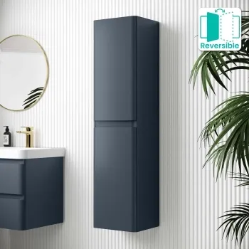 Inky Blue Wall Hung Tall Cabinet 1400x350mm