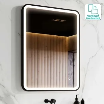Olivia Black Framed Illuminated LED Mirror 800x600mm