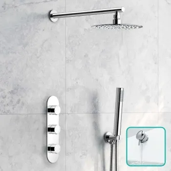 Ballina Premium Chrome Round Thermostatic Bath Filler Shower Set - 200mm Head & Hand Shower