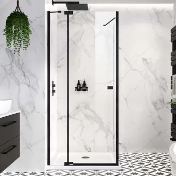 Vienna Matt Black Easy Clean 8mm Hinged Shower Enclosure 800x800mm