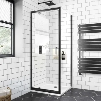 London Matt Black 6mm Pivot Shower Enclosure 700x700mm