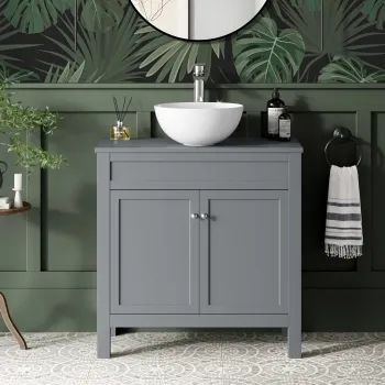 Bermuda Dove Grey Vanity With Round Counter Top Basin 800mm