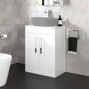 Avon Gloss White Cabinet with Marble Top 600mm - Excludes Counter Top Basin