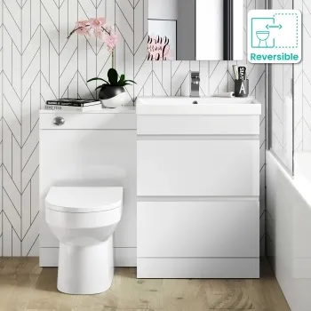 Trent Gloss White Combination Basin Drawer and Miami Toilet 1100mm