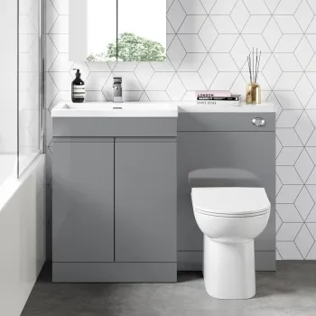 Trent Stone Grey Combination Vanity Basin and Aruba Toilet 1100mm - Left Handed
