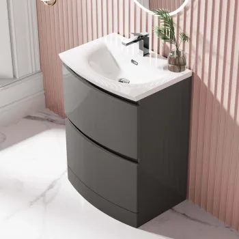 Bali Tungsten Grey Basin Drawer Vanity 600mm