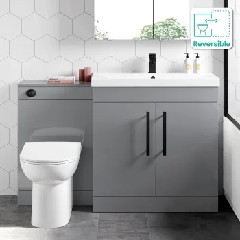 Avon Stone Grey Combination Vanity Basin and Aruba Toilet 1300mm - Black Accents