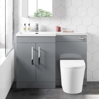 Avon Stone Grey Combination Vanity Basin and Boston Toilet 1100mm - Left Handed