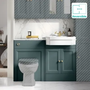 Monaco Midnight Green Combination Vanity Traditional Basin with Marble Top 1200mm (Excludes Pan & Cistern) - Brushed Brass Accents