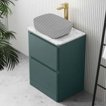 Corsica Midnight Green Drawer Vanity with Marble Top 600mm - Excludes Counter Top Basin