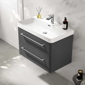 Omaha Slate Grey Wall Hung Basin Drawer Vanity 800mm