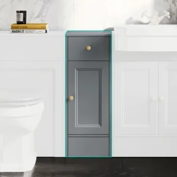 Monaco Dove Grey Side Cabinet Unit 300mm - Brushed Brass Accents