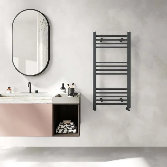 Barcelona Anthracite Straight Heated Towel Rail 1000x500mm