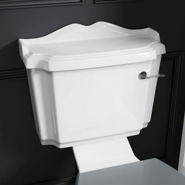 Lima Traditional Close Coupled Toilet With Dove Grey Wooden Seat