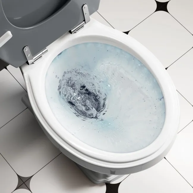 Lima Traditional Close Coupled Toilet With Dove Grey Wooden Seat