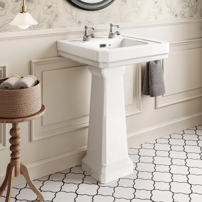 Enid Traditional Pedestal Basin Double Tap Hole 545mm