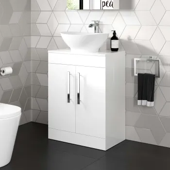 Avon Gloss White Vanity with Oval Counter Top Basin 600mm