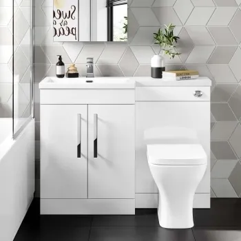 Avon Gloss White Combination Vanity Basin and Atlanta Toilet 1100mm - Left Handed